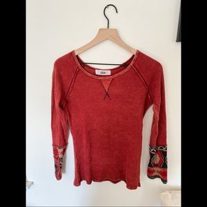 Ribbed/thermal boho long sleeve